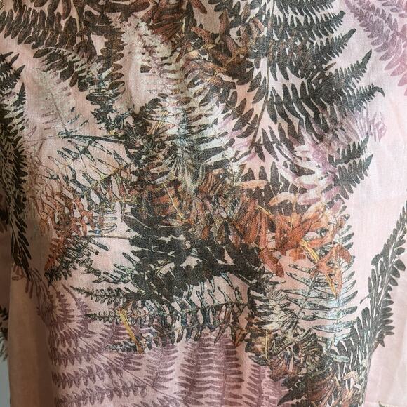 Pink Green Fern Print Rectangular Scarf 70" x 28" Forest Fairy Cottagecore - Picture 5 of 6